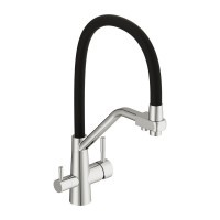 Смеситель для кухни Cersanit Живой (Vivo) 68217 с гибким изливом, черный, хром