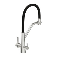 Смеситель для кухни Cersanit Живой (Vivo) 68217 с гибким изливом, черный, хром