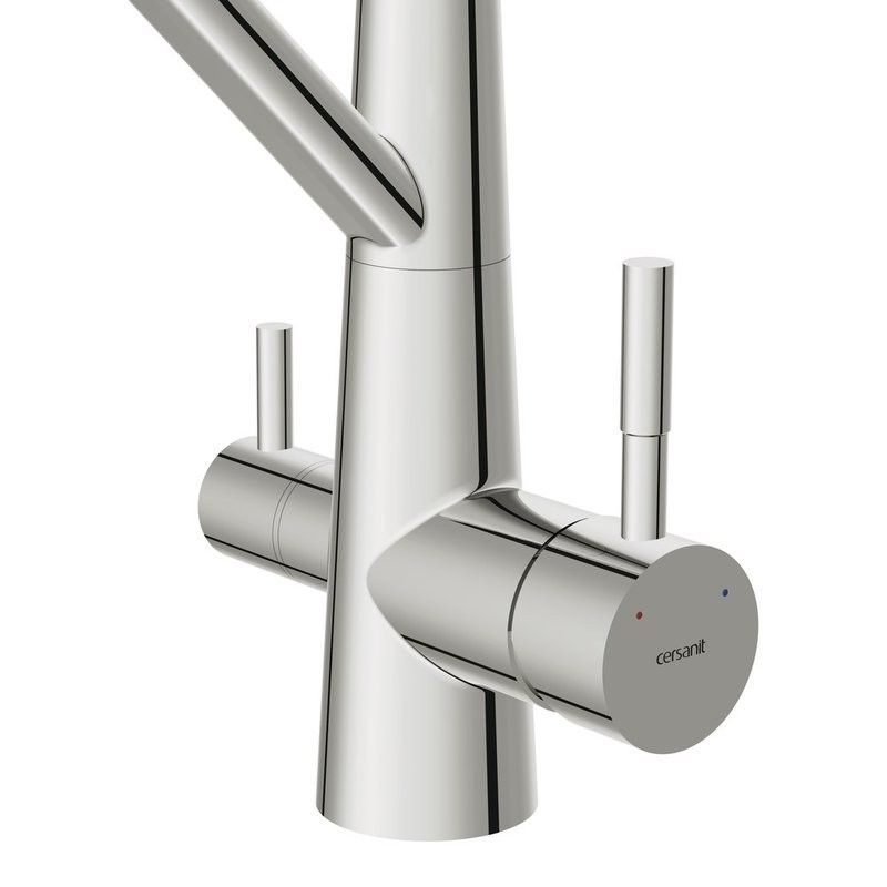 Смеситель для кухни Cersanit Живой (Vivo) 68217 с гибким изливом, черный, хром