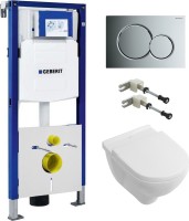 Комплект Унитаз подвесной Villeroy & Boch O.Novo 5660HR01 alpin, безободковый + Крепления Geberit Duofix 111.815.00.1 к стене + Инсталляция UP 320 111.300.00.5 + Кнопка Sigma 01 115.770.21.5 хром + Звукоизоляция