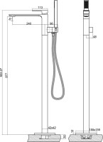 Напольный смеситель для ванны с душем BelBagno Luce FMT ORO С ВНУТРЕННЕЙ ЧАСТЬЮ