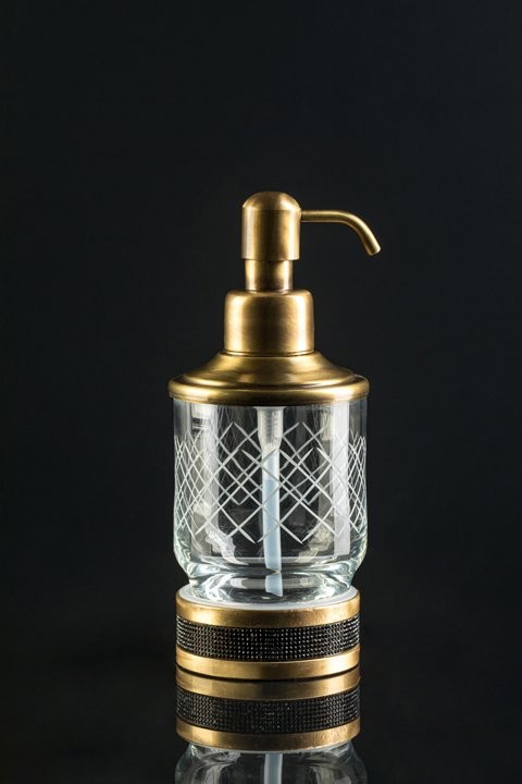 Дозатор Boheme Royal Cristal Black Br настольный, бронза