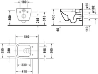 Комплект Унитаз подвесной Duravit Happy D.2 2222098900 rimless + Крышка + Звукоизоляция TECE Profil TECEprofil 9 200 010 + Инсталляция TECEprofil Uni 2.0 9300302 + Кнопка Now 9240407 черный матовый + Крепления TECEprofil 9380014