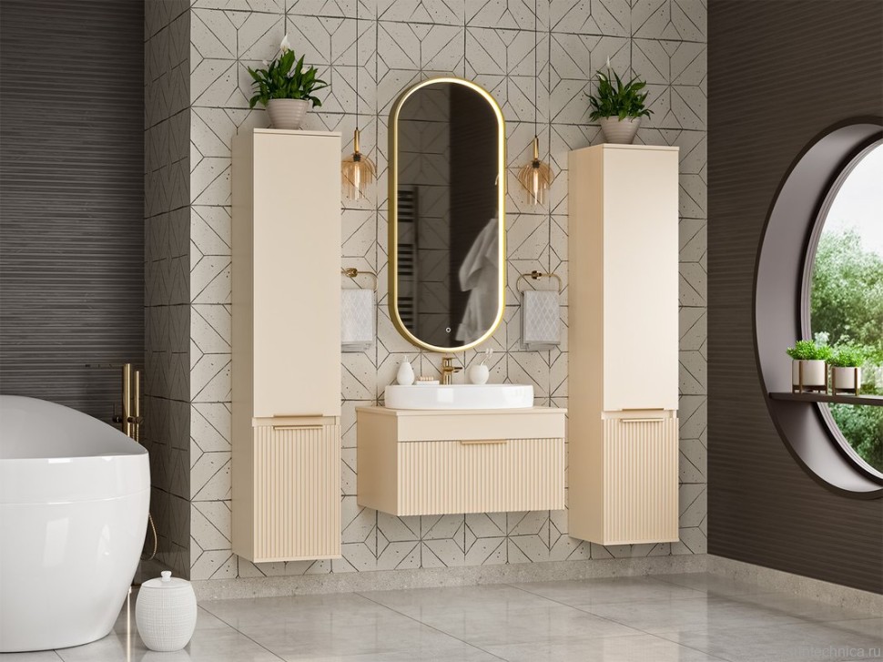 Шкаф пенал для ванной Brevita Enfida 35 L бежевый