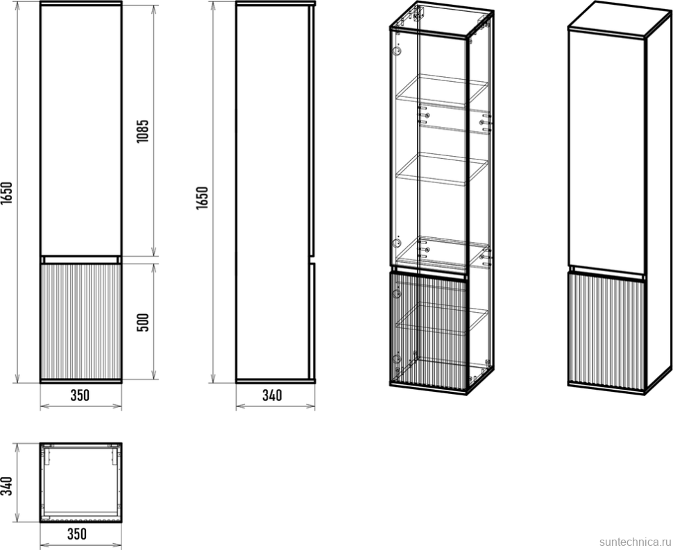 Шкаф пенал для ванной Brevita Enfida 35 L бежевый