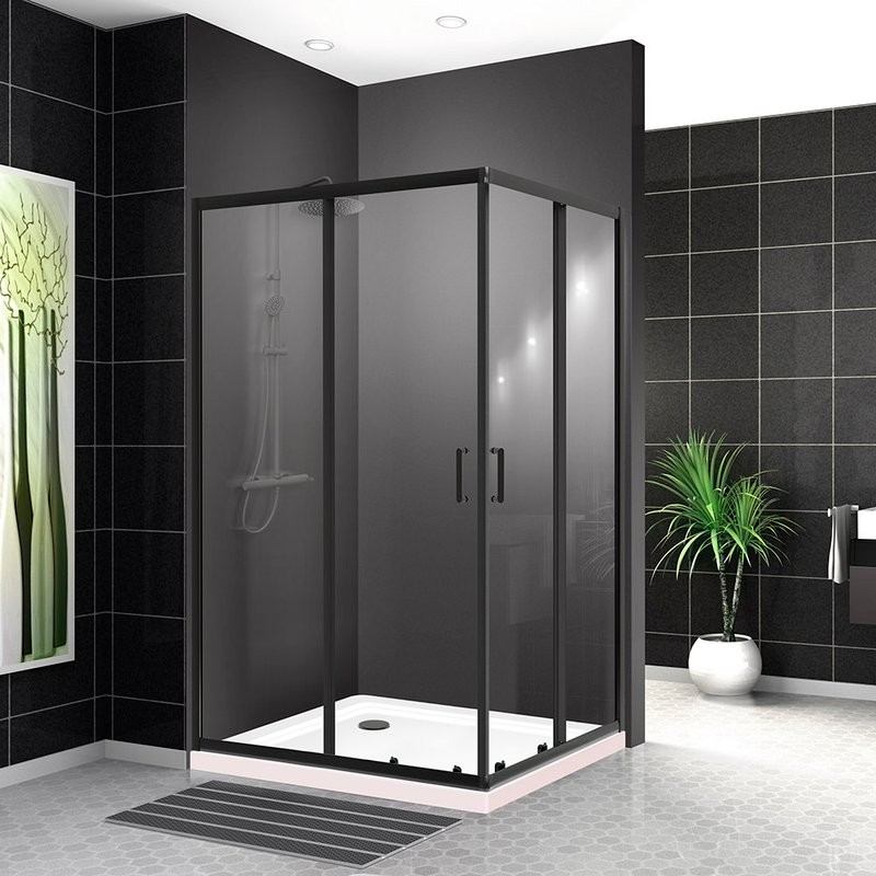 Душевой уголок BelBagno Uno -195 AH 2 120/90 C Nero профиль черный, стекло прозрачное