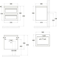 Мебель для ванной комнаты Art&Max Platino 60, подвесная, черная матовая