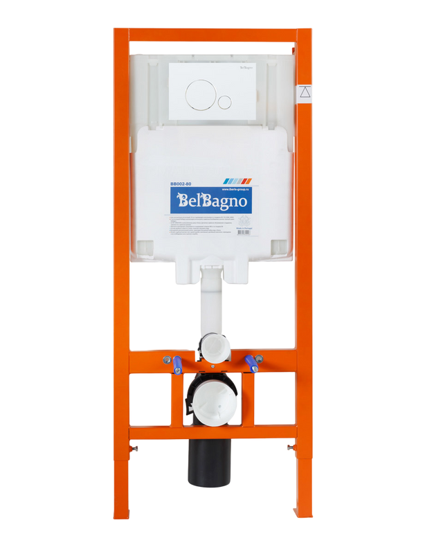 Комплект Унитаз подвесной BelBagno Due BB3103CHR/SC безободковый, с микролифтом, инсталляция BB002-80 с кнопкой BB014-SR-BIANCO