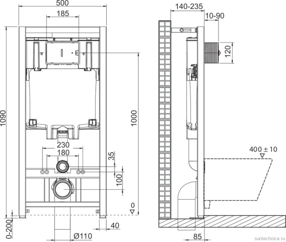 Комплект Унитаз подвесной BelBagno Due BB3103CHR/SC безободковый, с микролифтом, инсталляция BB002-80 с кнопкой BB014-SR-BIANCO