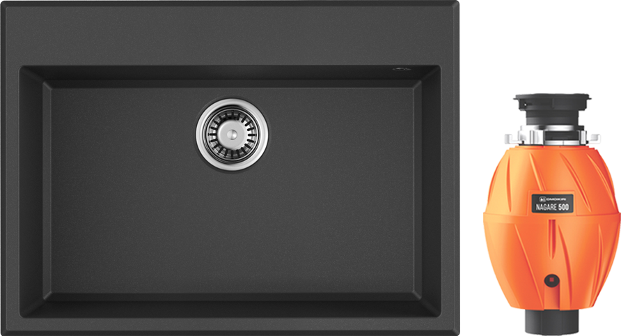 Комплект Мойка Omoikiri Tedori 68 черная + Измельчитель Nagare 500