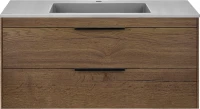 Тумба с раковиной Vincea Chiara 2D 100, 2 ящика, темный дуб, с серой раковиной