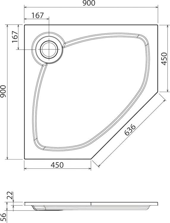 Поддон для душа Cezares Tray TRAY-S-P-90-56-W 90x90