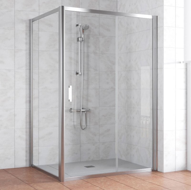 Душевой уголок Vegas Glass ZP+ZPV 130*100 08 01 профиль глянцевый хром, стекло прозрачное