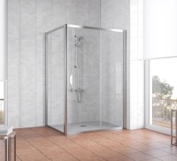 Душевой уголок Vegas Glass ZP+ZPV 130*100 08 01 профиль глянцевый хром, стекло прозрачное