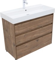 Тумба с раковиной Aquanet Nova Lite 100 напольная, дуб рустикальный, 3 ящика
