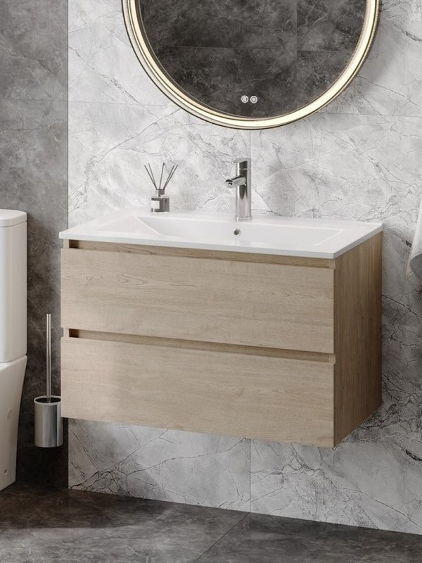 Тумба с раковиной Teymi Laina 80 светлый дуб