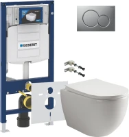 Комплект Унитаз подвесной Ceramicanova Mia Rimless CN1805 + Крепления Geberit Duofix 111.815.00.1 к стене + Звукоизоляция + Инсталляция UP 320 111.300.00.5 + Кнопка Sigma 01 115.770.JQ.5 лакированная, матовый хром