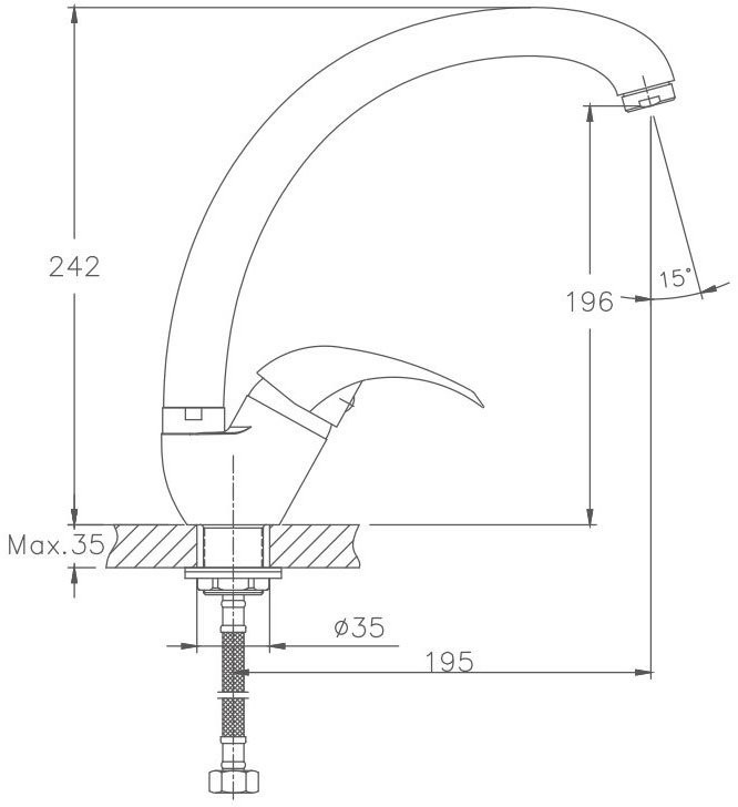 Смеситель для кухни Haiba HB15 HB4115-2 крепление на гайке