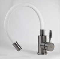Смеситель для кухни ESKO Snake K44 W хром, белый, с гибким изливом