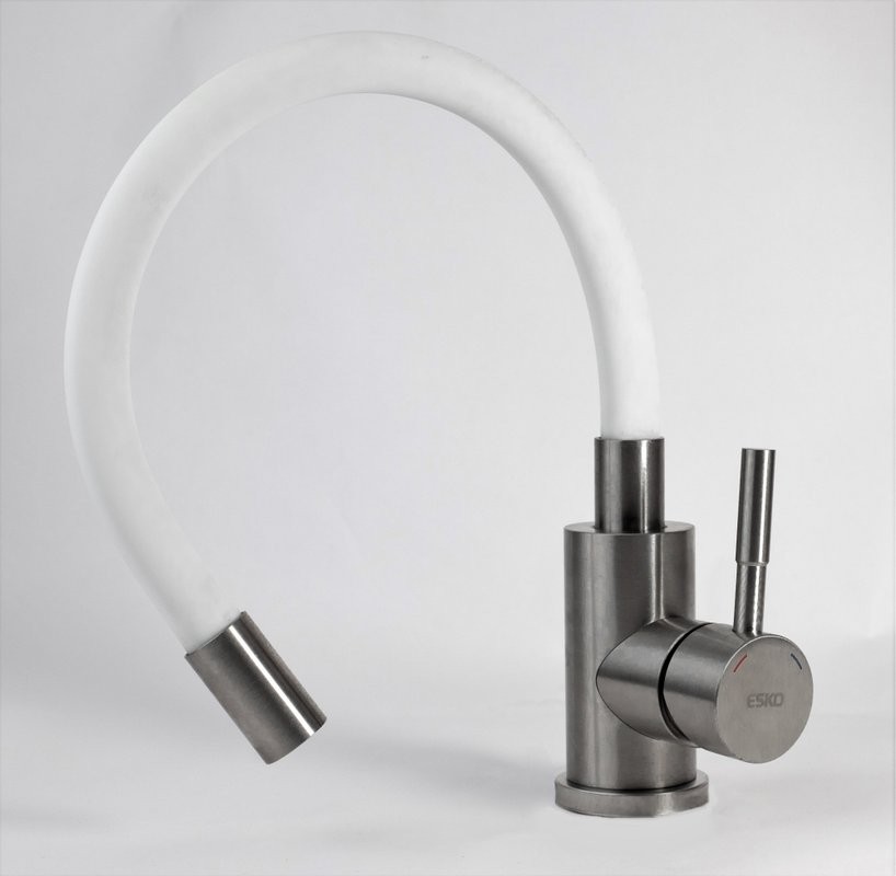 Смеситель для кухни ESKO Snake K44 W хром, белый, с гибким изливом