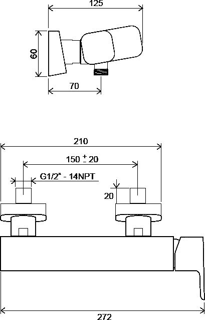 Смеситель для душа Ravak 10° Free X070153 черный матовый