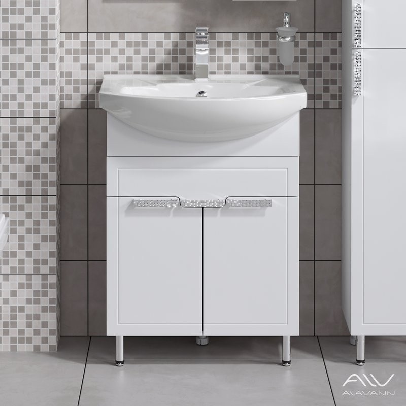 Тумба с раковиной Alavann Vittoria 65 напольная, белая