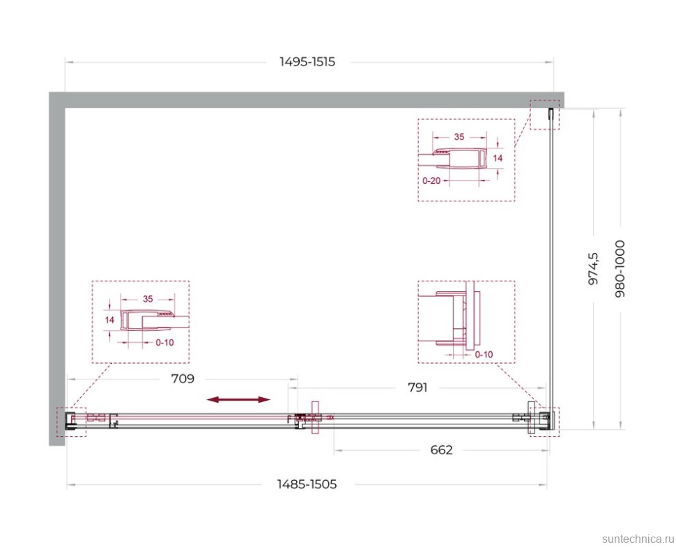 Душевой уголок BelBagno Soft Close-1 AH-1-150/100-C-Cr профиль хром
