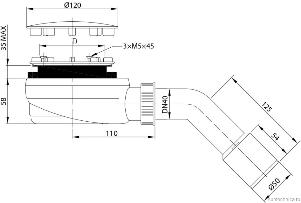 Поддон для душа Radaway Doros F Compact 120x70 с сифоном