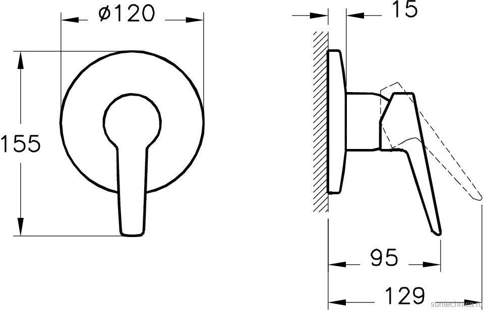 Гигиенический душ VitrA A49271EXP со смесителем, С ВНУТРЕННЕЙ ЧАСТЬЮ