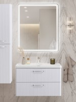 Тумба с раковиной BelBagno Due 80 ручки хром полированный, белый металлик