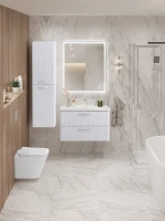 Тумба с раковиной BelBagno Due 80 ручки хром полированный, белый металлик