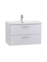 Тумба с раковиной BelBagno Due 80 ручки хром полированный, белый металлик