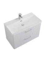 Тумба с раковиной BelBagno Due 80 ручки хром полированный, белый металлик