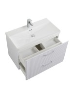 Тумба с раковиной BelBagno Due 80 ручки хром полированный, белый металлик