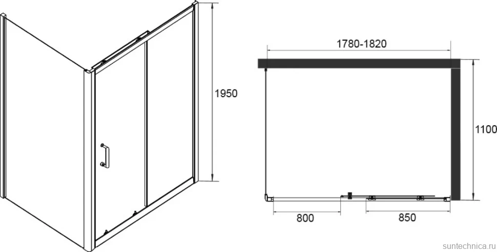 Душевой уголок RGW Passage PA-14+110 см (178-182)x110x195 профиль хром, стекло прозрачное