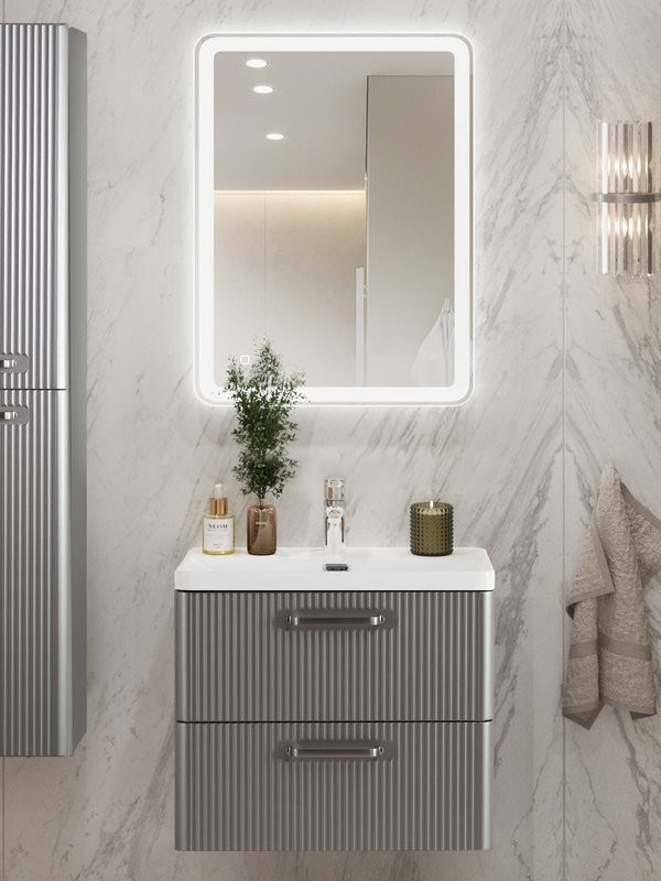 Мебель для ванной комнаты BelBagno Due 60 ручки матовый атласный никель, сатин