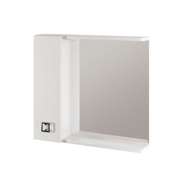 Зеркало Mixline Квадро 75 левое с подсветкой, белое