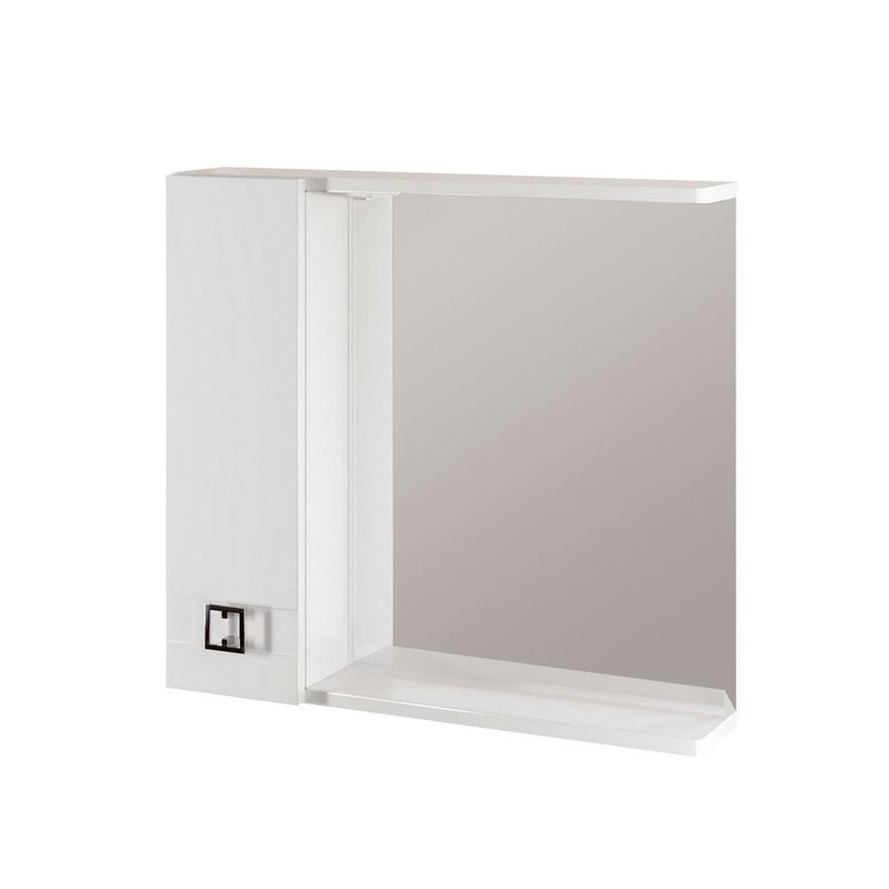 Зеркало Mixline Квадро 75 левое с подсветкой, белое