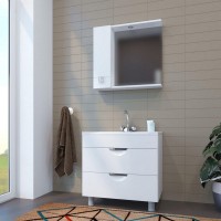 Зеркало Mixline Квадро 75 левое с подсветкой, белое