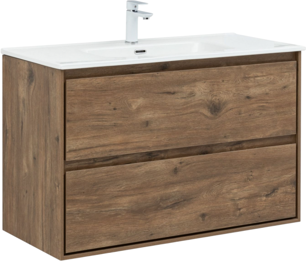 Тумба с раковиной Aquanet Милан 100 подвесная, дуб рустикальный