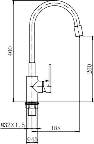 Смеситель для кухни Fashun A4253+B06 хром, красный