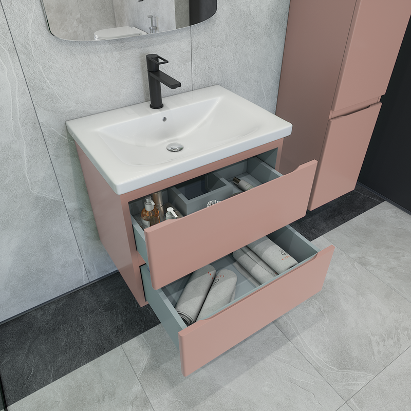 Тумба с раковиной Caprigo Forte 65 подвесная, пудра