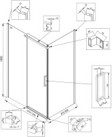 Душевой уголок Veconi Rovigo RV-070GR 130x100, брашированный графит