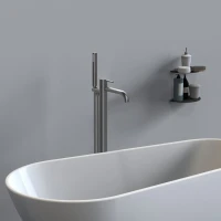 Напольный смеситель для ванны с душем Vincea Desire VTF-1DGM вороненая сталь