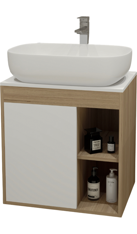 Тумба с раковиной Teymi Nura 60 дуб эврика, матовая белая, раковина Solli 60