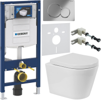 Комплект Унитаз подвесной BelBagno Flay-r + Крышка Norma BB865SC с микролифтом + Инсталляция Geberit Duofix UP 320 111.300.00.5 + Кнопка Sigma 01 115.770.21.5 хром + Крепления 111.815.00.1 к стене + Звукоизоляция