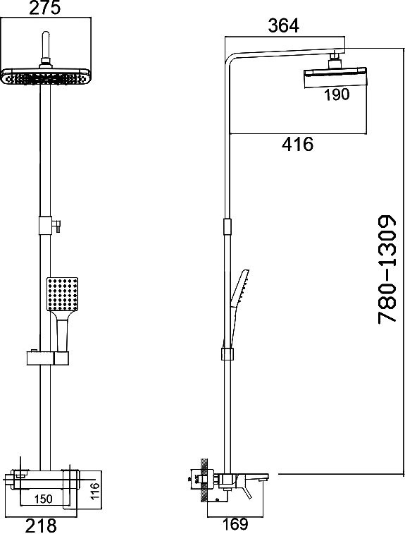 Душевая стойка Haiba HB24818-7 черная матовая