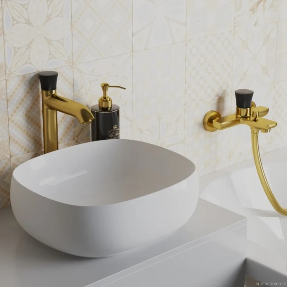 Смеситель для ванны с душем Paini Domus 18PJ111PZ брашированное золото