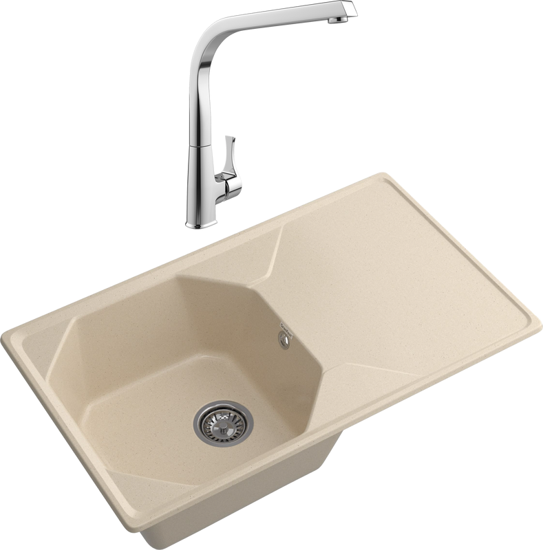 Комплект Мойка GranFest Unique U-840L кашемир + Смеситель MEGA Mega