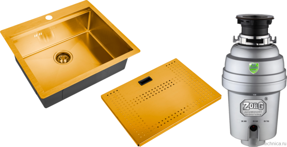 Комплект Мойка Zorg Master N-5952 Bronze + Измельчитель Inox D